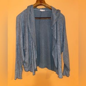 Silence + Noise Blue-Green Lightweight Hooded Cardigan